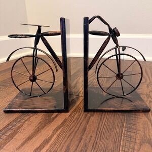 Bicycle Book Ends Metal Heavy Classic Vintage Inspired Large Book Shelf Decor